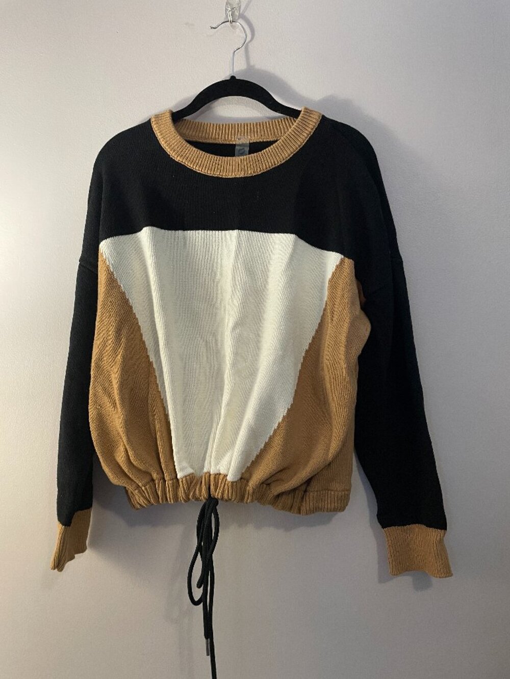 LOU & GREY SWEATER, WOMEN'S SIZE LARGE BROWN WHITE BLACK, PULLOVER, COLORBLOCK